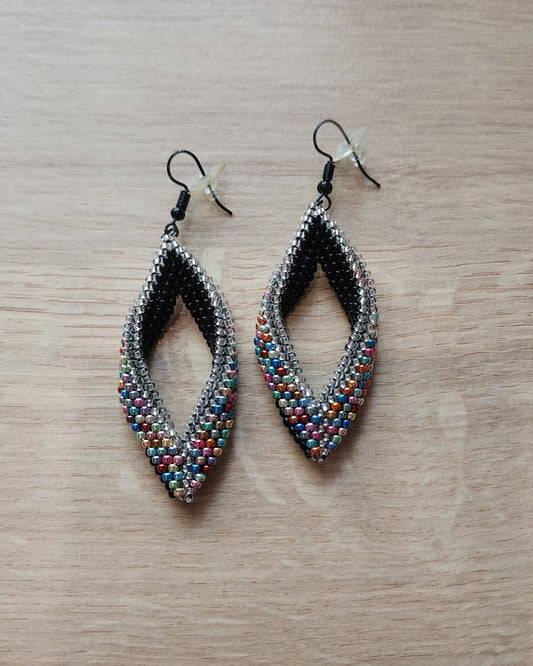Rainbow/Silver Leaf Earrings