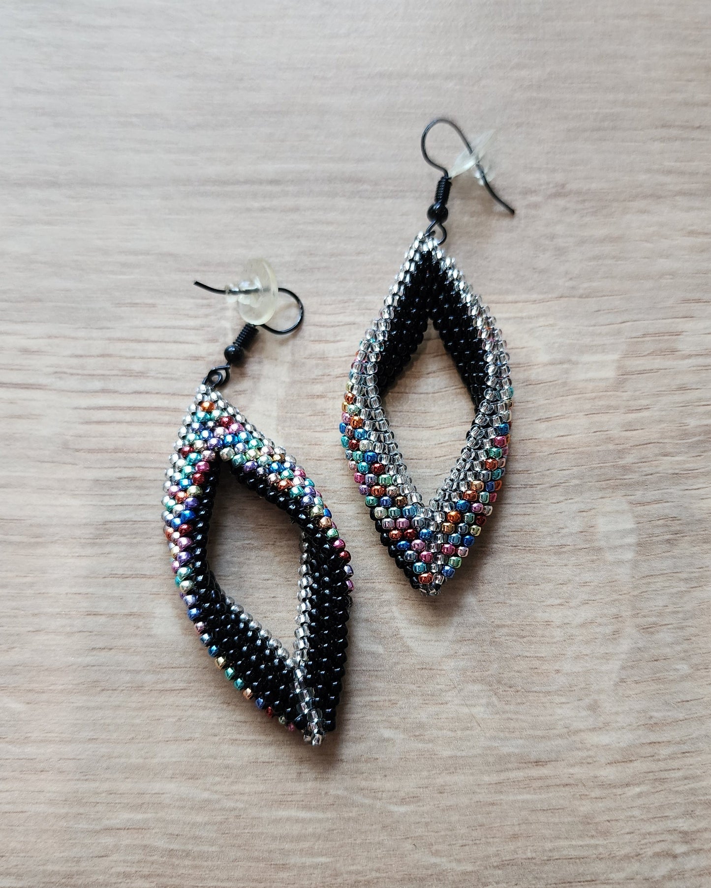 Rainbow/Silver Leaf Earrings