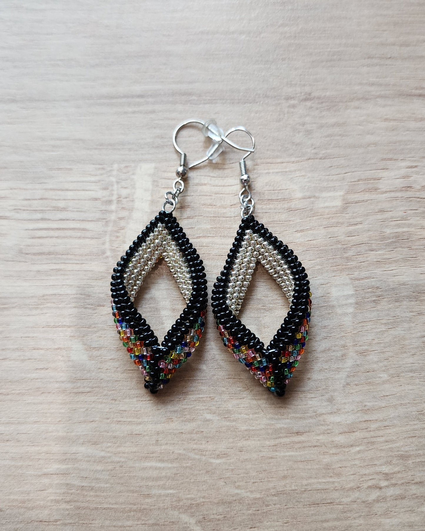 Rainbow/Black Leaf Earrings