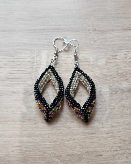 Rainbow/Black Leaf Earrings