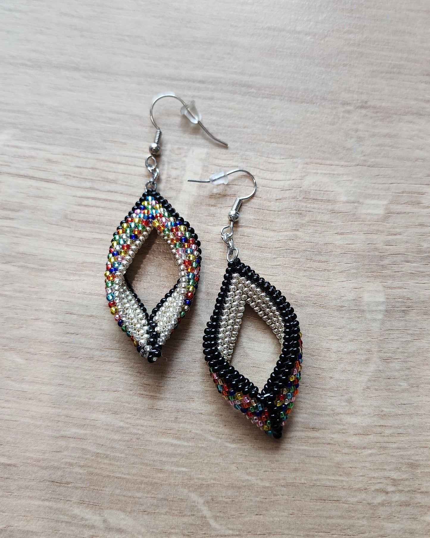 Rainbow/Black Leaf Earrings