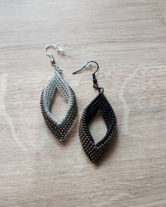 Mistmatched Black/Silver Leaf Earrings
