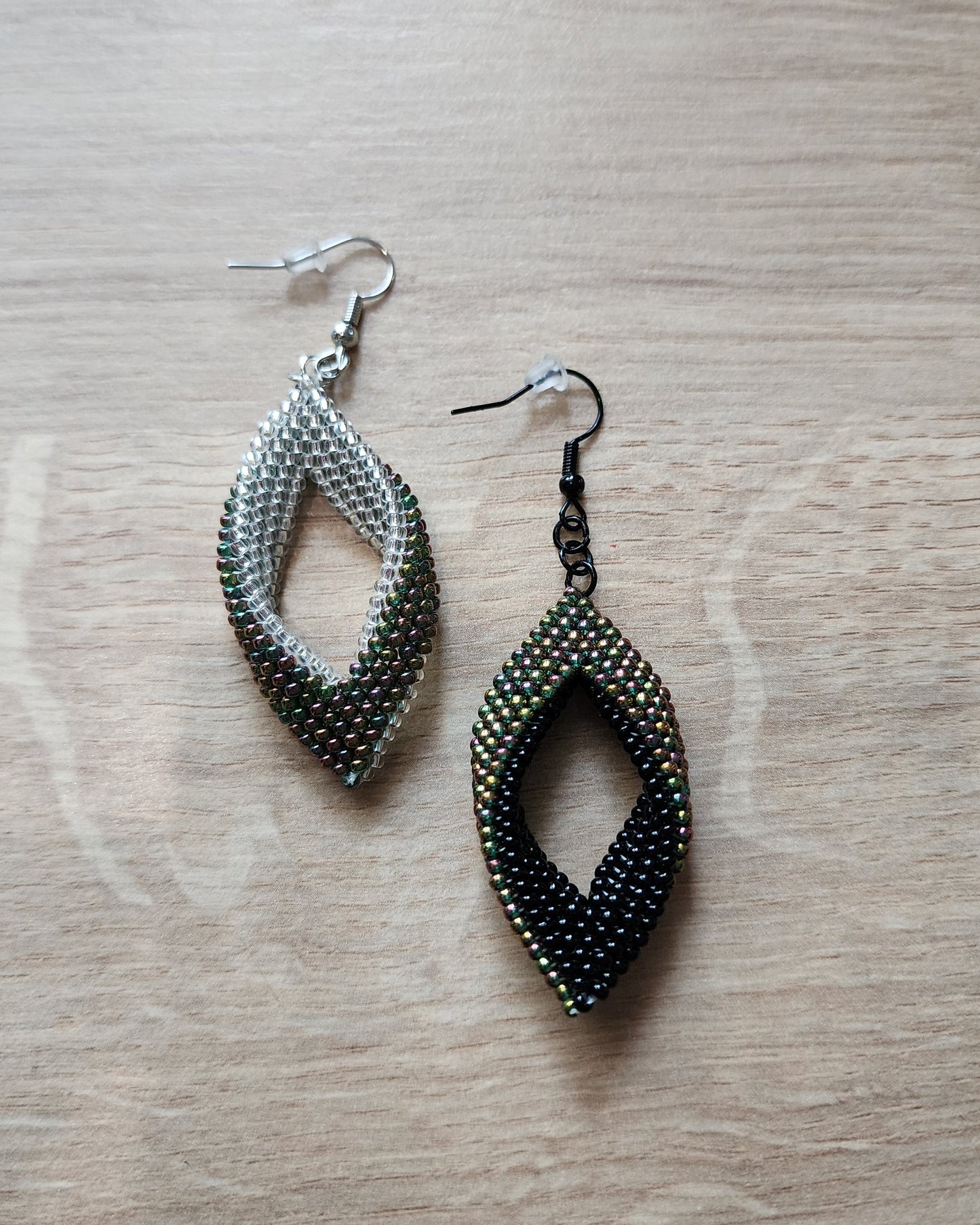 Mistmatched Black/Silver Leaf Earrings