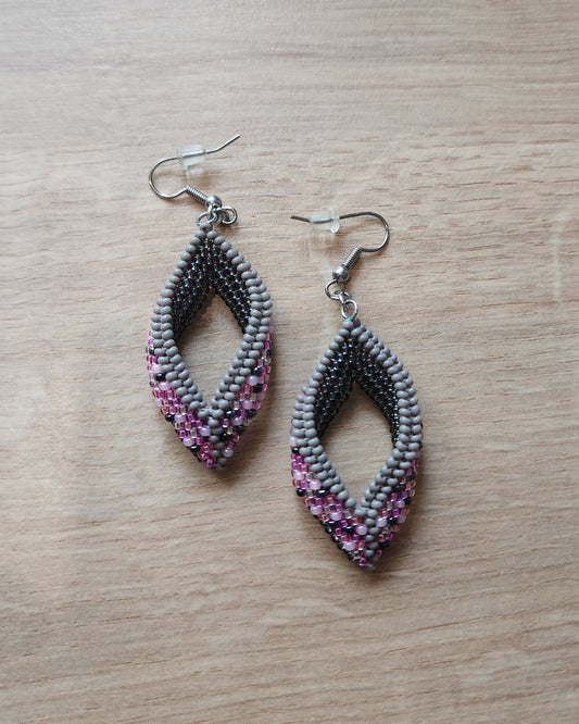 Pink/Grey Leaf Earrings