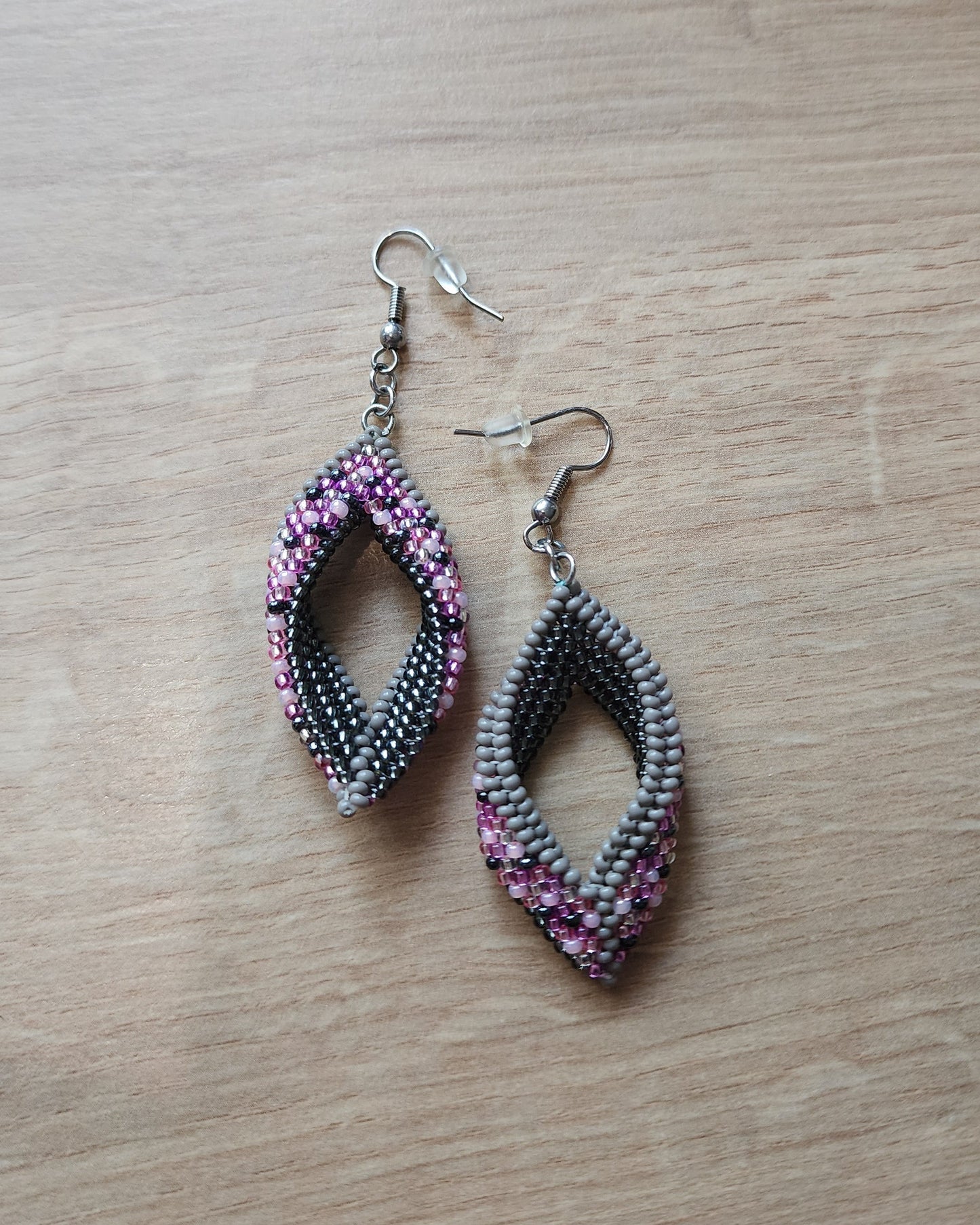 Pink/Grey Leaf Earrings