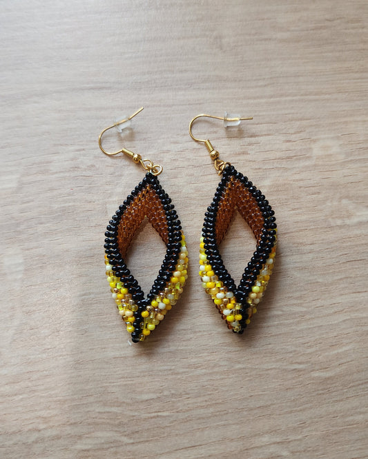 Black/Yellow Leaf Earrings