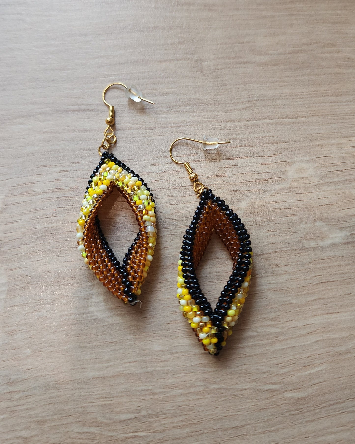 Black/Yellow Leaf Earrings
