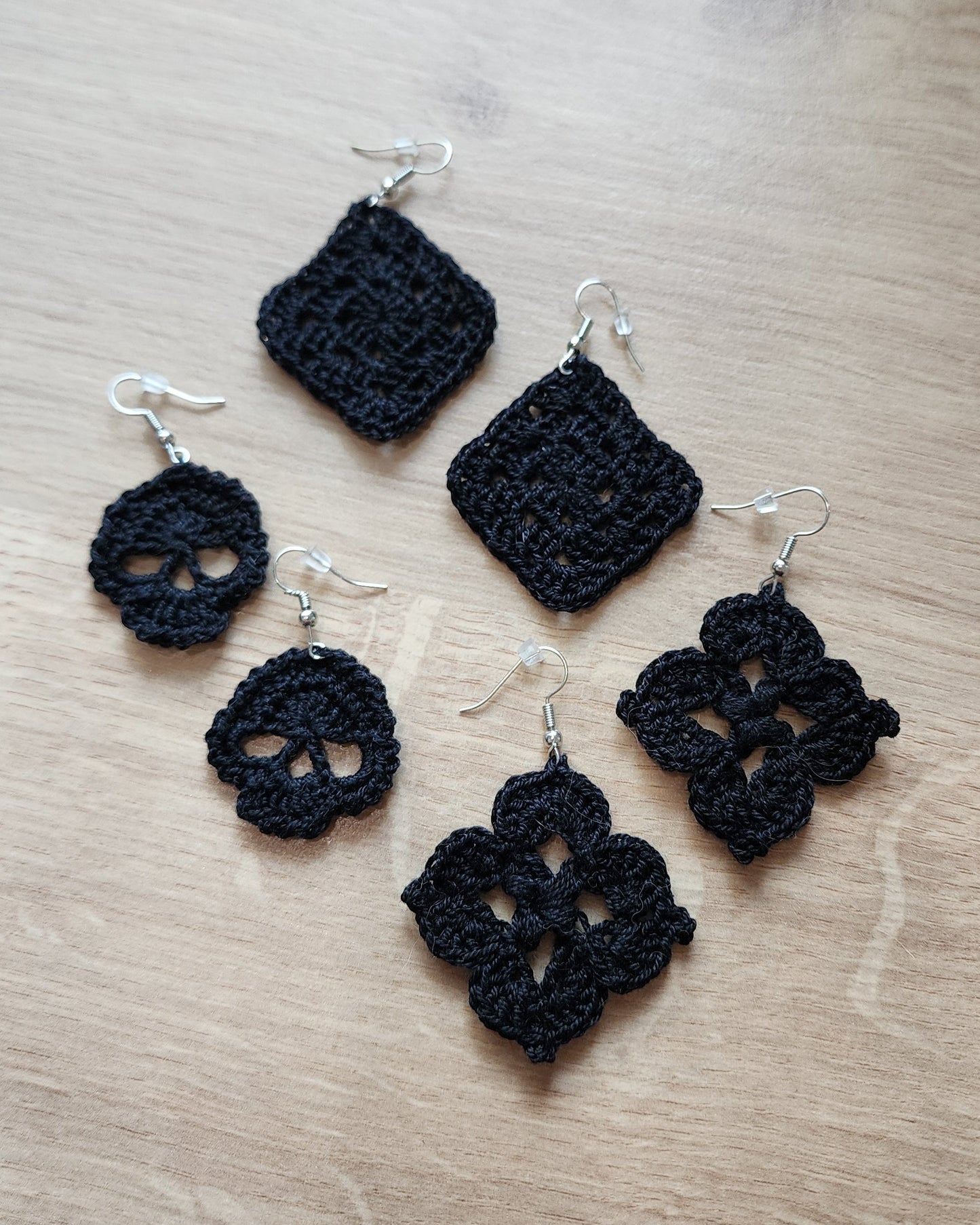 Crochet Skull Earrings