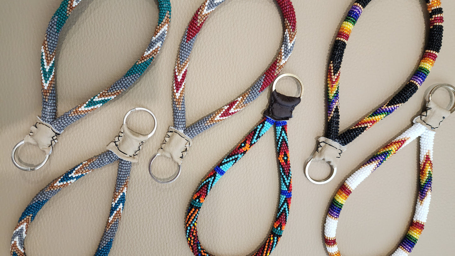 Beaded Wristlet (Maroon/Grey)