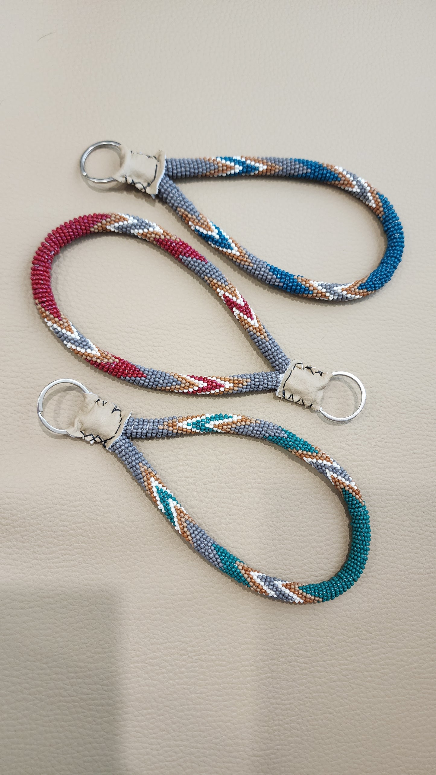 Beaded Wristlet (Maroon/Grey)